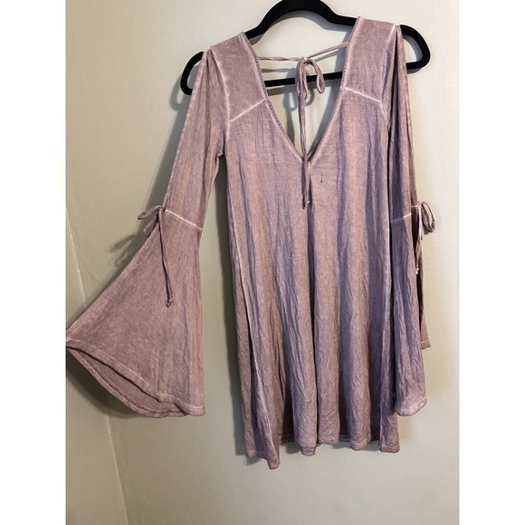 American Eagle Women's Soft‎ & Sexy Shirt Mauve Cold Shoulder Bell Sleeve XXS - Picture 6 of 16